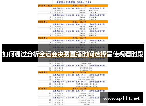 如何通过分析全运会决赛直播时间选择最佳观看时段