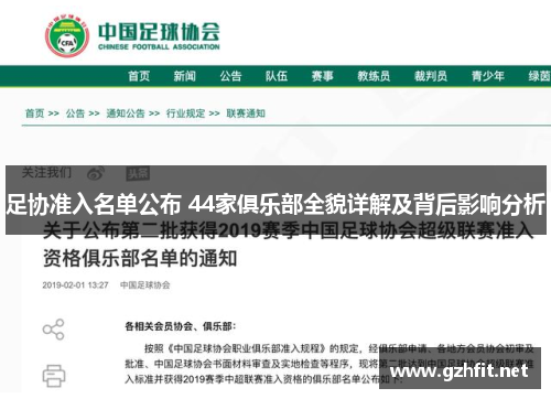 足协准入名单公布 44家俱乐部全貌详解及背后影响分析